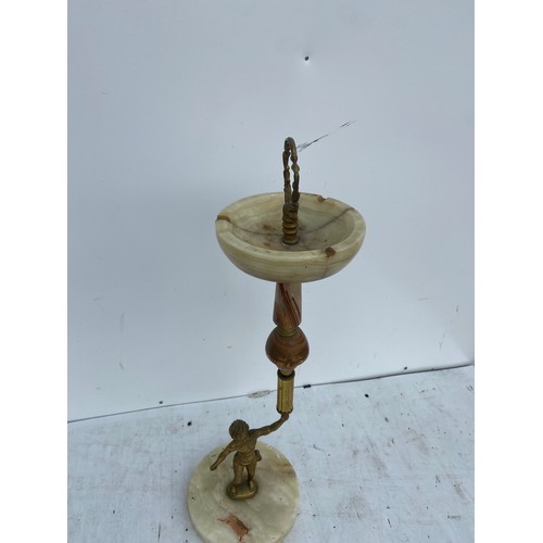 439 - MARBLE AND BRASS STANDING ASHTRAY