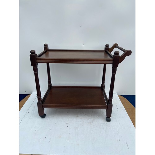 442 - 2 TIER RETRO MAH TEA TROLLY