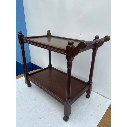 442 - 2 TIER RETRO MAH TEA TROLLY