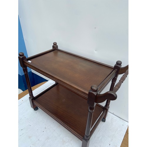 442 - 2 TIER RETRO MAH TEA TROLLY