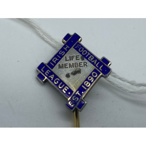 629 - A SILVER LAPEL PIN IRISH FOOTBALL LEAGUE LIFETIME MEMBER