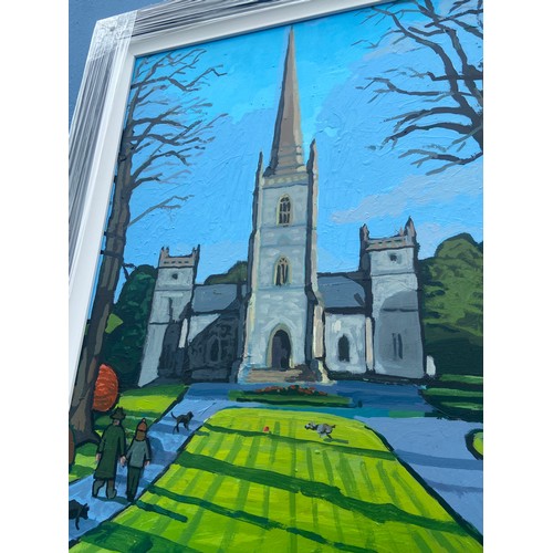 478 - AN OIL ON BOARD OF HILLSBOROUGH PARISH CHURC BY DAN DARCY 30X23