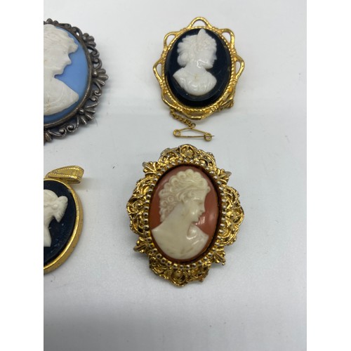 502 - 4 MIXED CAMEO BROOCHES