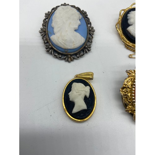 502 - 4 MIXED CAMEO BROOCHES