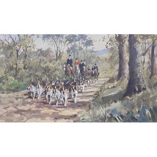 652 - A HUNT SCENE OIL ON BOARD BY GORDON BENNETT 28X22