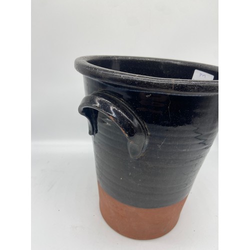 543 - UNUSAL SMALL CROCK 9IN TALL 8IN DIA