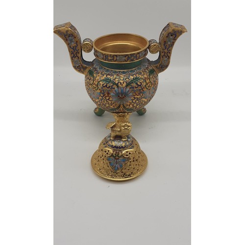 670 - A BEAUTIFUL CLOISONNE KORO (URN) 9