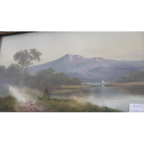 558 - A VICTORIAN WATERCOLOUR MOUNTAIN AND LAKE SCENE 22X14