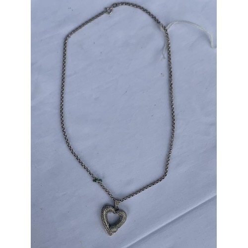 674 - DIAMOND SET HEART PENDANT WITH A BALL ALL IN 18CT GOLD WEIGHS 13.7 ON A WHITE GOLD CHAIN