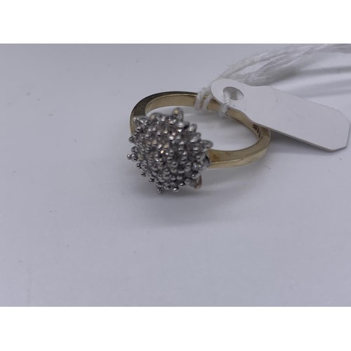 683 - 9K DIAMOND CLUSTER RING SIZE M