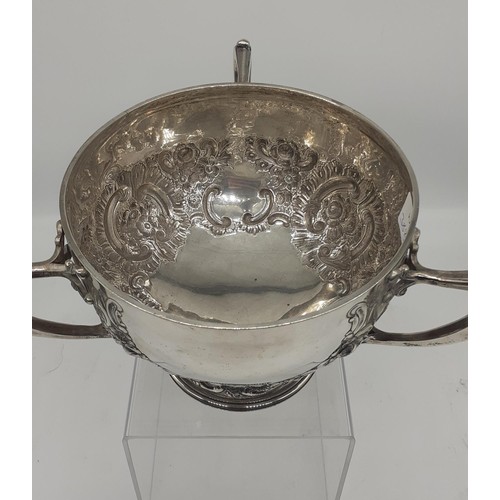 686 - A BIRMINGHAM SILVER 3 HANDLED LOVING CUP 582.8grms  5