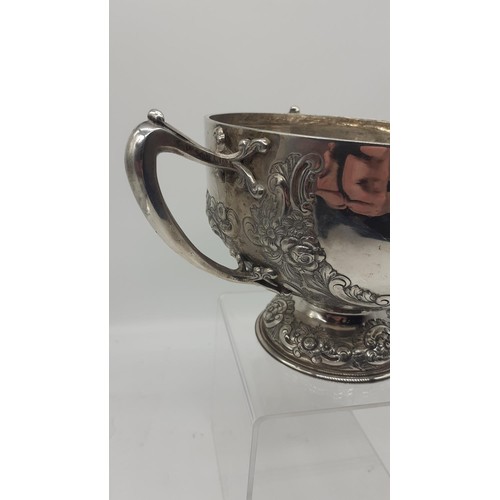 686 - A BIRMINGHAM SILVER 3 HANDLED LOVING CUP 582.8grms  5