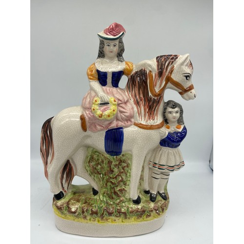 506 - A MODERN STAFFORDSHIRE FLATBACK ORNAMENT HORSE AND 2 GIRLS 13