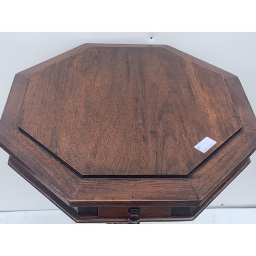 528 - A VICTORIAN HEXAGONAL TOPPED ROSEWOOD  OCCASSIONAL TABLE WITH DRAWER