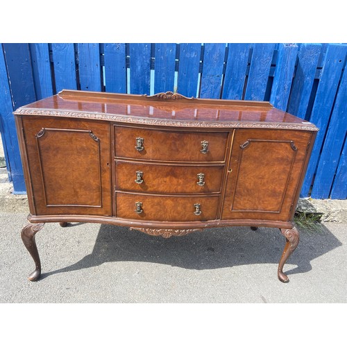 705 - BURR WALNUT SERPINTINE SIDEBOARD