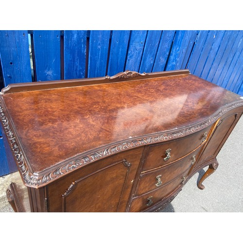 705 - BURR WALNUT SERPINTINE SIDEBOARD