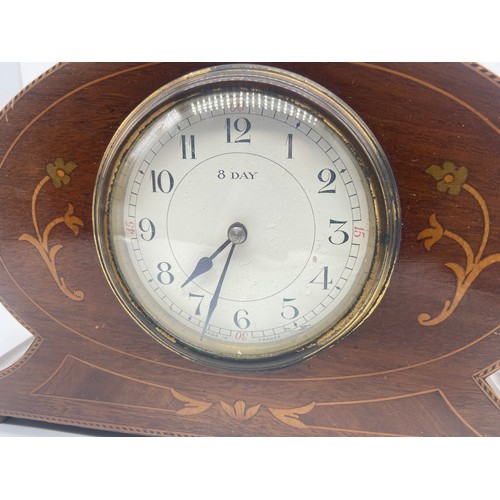 743 - AN INLAID 8 DAY MANTLE CLOCK