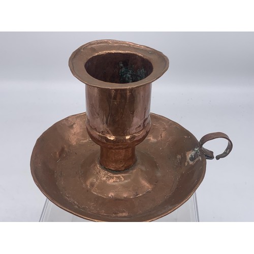 762 - 2 LARGE COPPER CANDLE HOLDERS 5.5