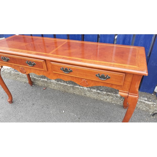 767 - CHERRYWOOD INLAID 2 DRAWER HALL TABLE 51 X 27 X 17IN