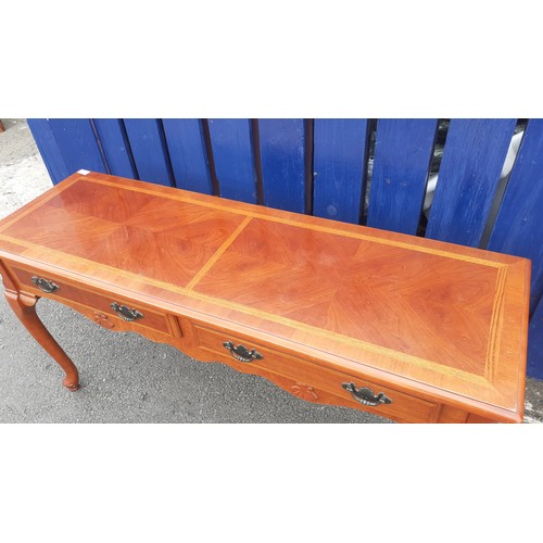 767 - CHERRYWOOD INLAID 2 DRAWER HALL TABLE 51 X 27 X 17IN