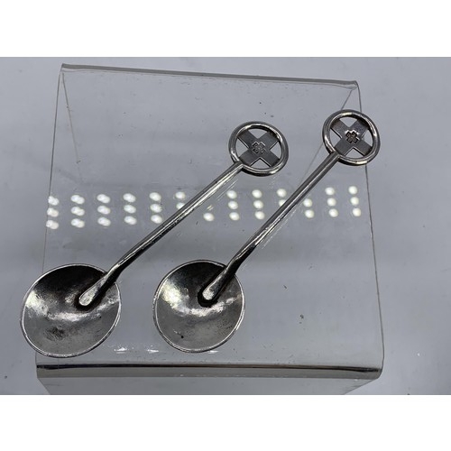 201 - A PAIR OF LONDON 1956 SILVER TEASPOONS 32.8grms