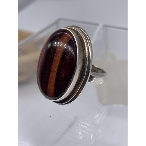 202 - HEAVY SILVER TIGERS EYE RING