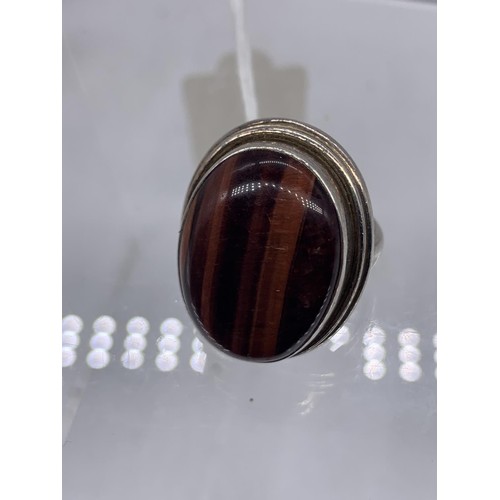 202 - HEAVY SILVER TIGERS EYE RING