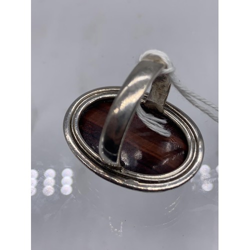 202 - HEAVY SILVER TIGERS EYE RING