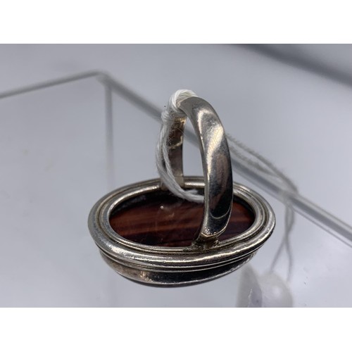 202 - HEAVY SILVER TIGERS EYE RING