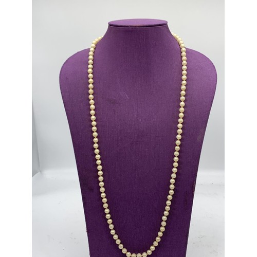 208 - 2 STRING OF PEARLS ONE WITH 9ct GOLD FITTINGS