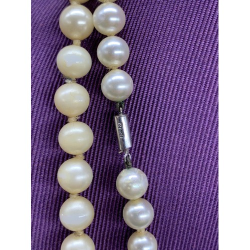 208 - 2 STRING OF PEARLS ONE WITH 9ct GOLD FITTINGS