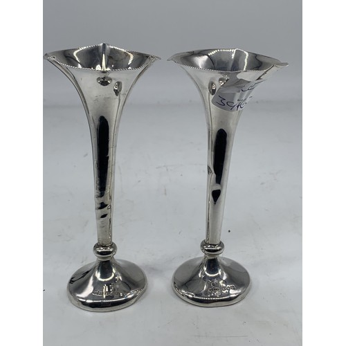 218 - A PAIR OF SHEFFIELD SILVER BUD VASE 6