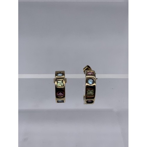 680 - 9ct GOLD GEM SET EARRINGS