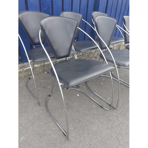 113 - 6 CHROME & LEATHER CHAIRS