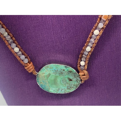 276 - A NATIVE AMERICAN BEADED AND TURQUOISE NECKLACE