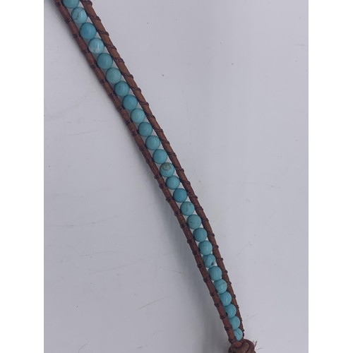 276 - A NATIVE AMERICAN BEADED AND TURQUOISE NECKLACE