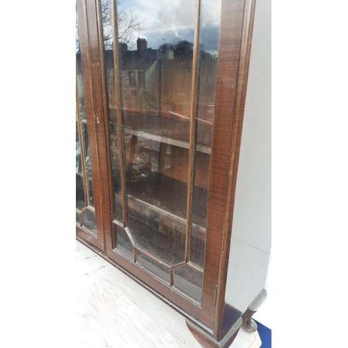 42 - A 2 DOOR MAHOGANY DISPLAY/BOOKCASE