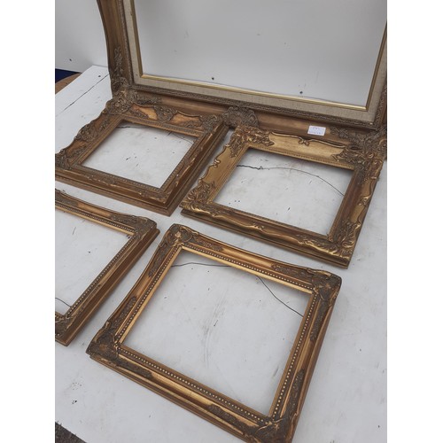 47 - A LOT OF 5 MOULDED GILT PICTURE FRAMES (4 SMALL 1 LARGE)