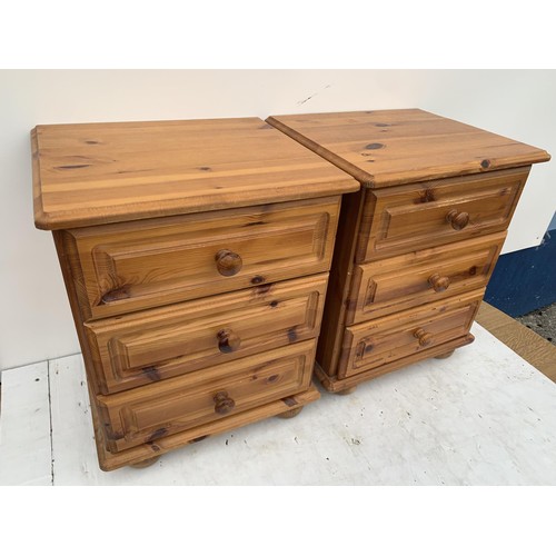 131 - PAIR OF PINE 3 DRAWER BEDSIDES