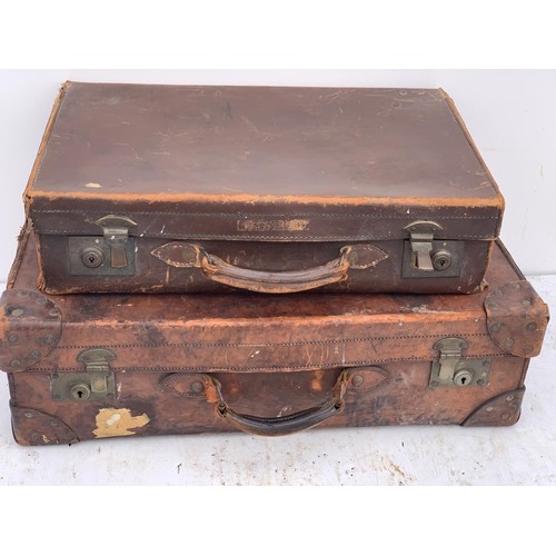 52 - 2 QUALITY ANTIQUE LEATHER TRAVEL CASES