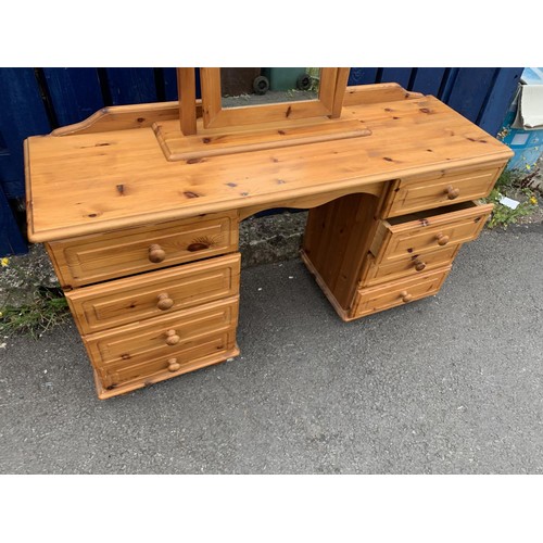 135 - PINE DRESSING TABLE WITH MIRROR