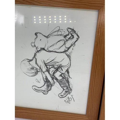 60 - A PAIR OF WINNIE THE POOH FRAMED SKETCHES, E H SHEPARD 10X12