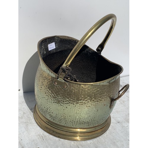 85 - A DIMPLED BRASS COAL SCUTTLE