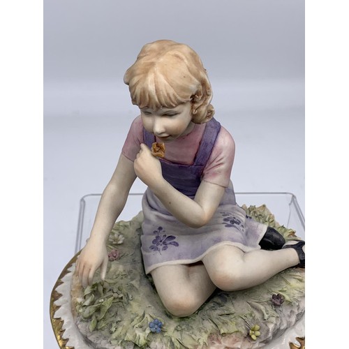 167 - A NAPLE FIGURE YOUNG GIRL PICKING FLOWERS 5in