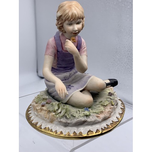 167 - A NAPLE FIGURE YOUNG GIRL PICKING FLOWERS 5in