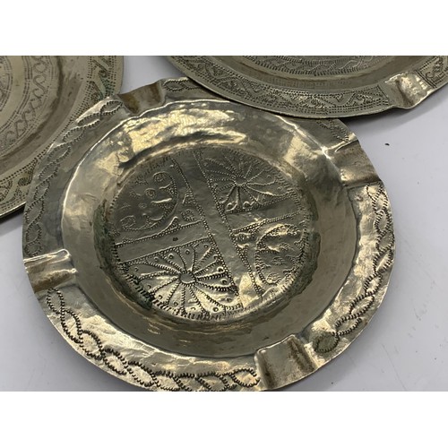 17 - 3 CHASE WORK INDIAN BRASS ASHTRAYS