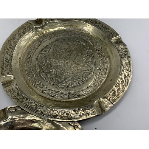 17 - 3 CHASE WORK INDIAN BRASS ASHTRAYS