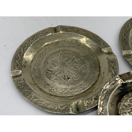 17 - 3 CHASE WORK INDIAN BRASS ASHTRAYS