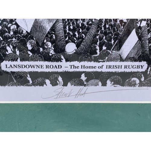 172 - A LIMITED EDITION SIGNED STUART HERD PRINT AND CERTIFICATE  LANDSDOWNE ROAD THE HOME OF IRISH RUGBY ... 