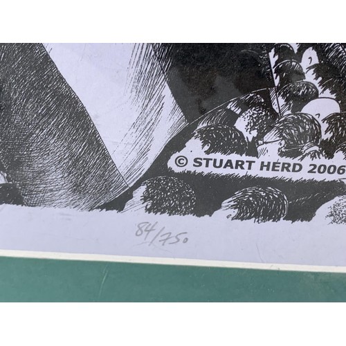 172 - A LIMITED EDITION SIGNED STUART HERD PRINT AND CERTIFICATE  LANDSDOWNE ROAD THE HOME OF IRISH RUGBY ... 